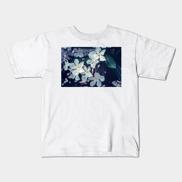 White Nerium oleander flowers Kids T-Shirt by lena-maximova